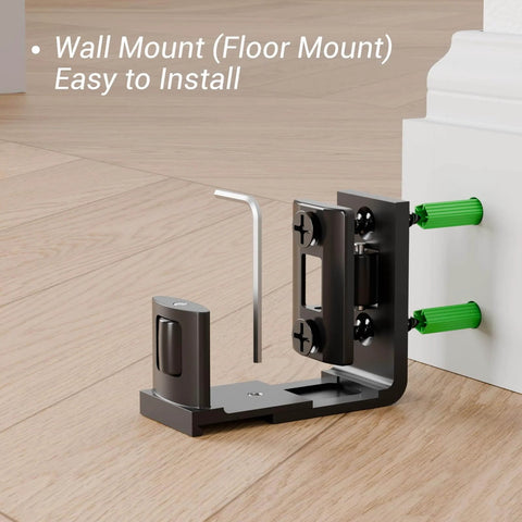 CCJH Sliding Barn Door Bottom Floor Guide With Adjustable Roller U Shape Flexible Flush Design Wall Mounted Black