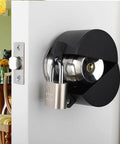 Built Tough Door Knob Lockout Cover Keeps Spaces Locked Down With Zero Drama Blocks Knob Turning And Key Access on a door knob with padlock.