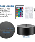 35 Pack 3D LED Light Bases With Remote Control 16 Colors USB Powered Acrylic Night Lamps Stand For Decor In Rooms Shops And Restaurants White Or Black For A Cool Vibe with accessories