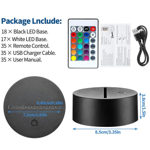 35 Pack 3D LED Light Bases With Remote Control 16 Colors USB Powered Acrylic Night Lamps Stand For Decor In Rooms Shops And Restaurants White Or Black For A Cool Vibe with accessories