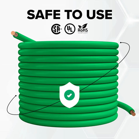 10 Gauge Insulated Solid Copper THHN THWN Wire 25 Ft Ground Wire For Electrical Grounding, green jacket, coiled