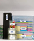 Level Up Your Shipping Game With These Super Slick Printable Address Labels Designed With Hassle Free Sure Feed Tech Smooth Peeling 1X2 5/8 Customizable White Stickers 750 Count Premium Sheets For Everyday Organization Needs placed on labeled storage bins.