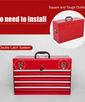4-Drawer Heavy Duty Metal Tool Chest With Ball Bearing Slides Portable Steel Tool Box Lockable Organizer front view