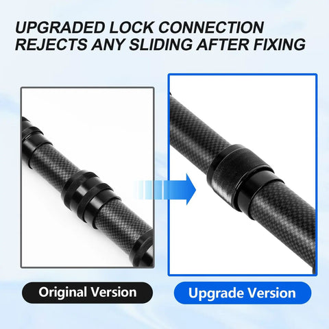 Comparison of original and upgraded lock connection on Ultralight Carbon Fiber Telescoping Tarp Poles For Tent Awning And Canopy.