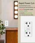 Fifty Pack Of Twenty Amp GFCI Wall Outlets Deliver Solid Shock Defense With Rapid Trip Circuit Led Status Display UL Approved Safe Home Wiring Straight Shooter Design Drop Dead Easy Setup Includes Trim Plates And Assembly Kit on a wall next to a plant.