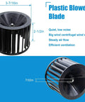 Upgraded Replacement Fan Blower Assembly For Bathroom Bulb Heaters That Fits Like A Pro with dimensions and plastic blade details