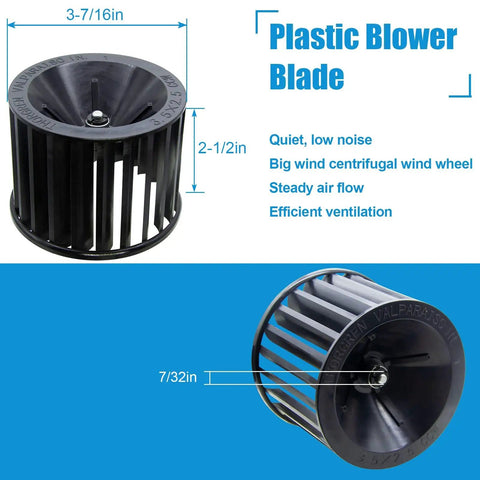 Upgraded Replacement Fan Blower Assembly For Bathroom Bulb Heaters That Fits Like A Pro with dimensions and plastic blade details