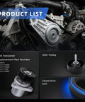 All In One Serpentine Belt Tensioner and Idler Pulley Kit for Mazda 3 5 CX 7 2 3L 2 5L Engines with tensioner, pulley, belt