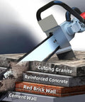 Straight-Shooting Heavy-Duty Electric Concrete Saw With Diamond Chain For Wall Grooving Plus Slotting drywall, brick, marble cutter in action.