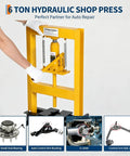 Heavy Duty 6 Ton Hydraulic Shop Press With Sturdy H Frame Design handles auto repairs with precise pressing of components.