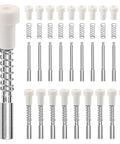 30 Pack Window Screen Plunger Latches Heavy Duty Replacement Pins With Steel Springs For 3/4 Inch Vinyl Frames 5/32 X 1 1/2 Inches arranged in a grid.