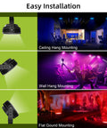Linkable LED Wall Washer Light With RF Remote 144W RGBW Color Changing Outdoor Landscape Lighting Waterproof Round Stage Light shown in multiple installation modes