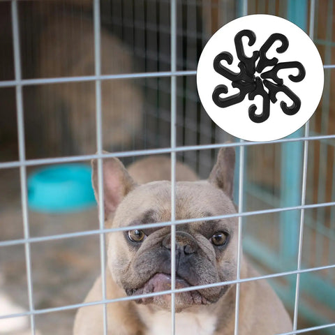 Wire Cage Door Clips For Pet Crates And Animal Gates Sturdy Latches And Quick Installation 40 Pack shown on a pet cage