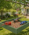 Platform Bird Feeder With Wooden Tray For Outdoor Gardens And Courtyards Hanging Bird Feeder Tray with birds on tree branch