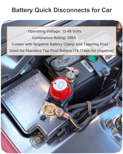 Beefy Negative Battery Disconnect Switch 12V 48V Heavy Duty 300A High Current On Off Kill Switch Master Isolator installed in car