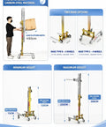 Heavy Duty Cabinet Lifter Stacker Supports 60/80kg For Easy Panel Installation showing height adjustments and base options.