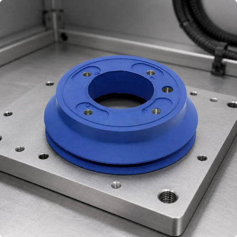 Vacuum Suction Cup With Threaded Mount, Round Rubber Gripping Part That Grabs Materials Securely, NBR Wear-Resistant, Oil-Resistant Body, Recessed Center Design, Built For Equipment Setups And Factory Use VA DBD100 on metal fixture