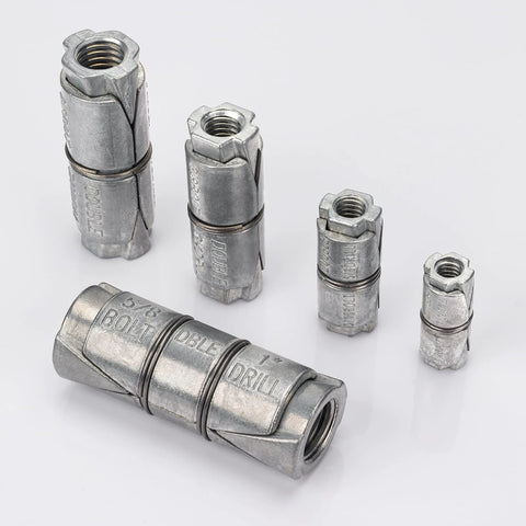 24 Pack Double Expansion Shield Anchors For Concrete Brick And Block Internal Thread One Quarter Inch Length One And A Quarter Inch External Diameter One Half Inch Zinc Alloy Heavy Duty Inside Screw Anchors in various sizes