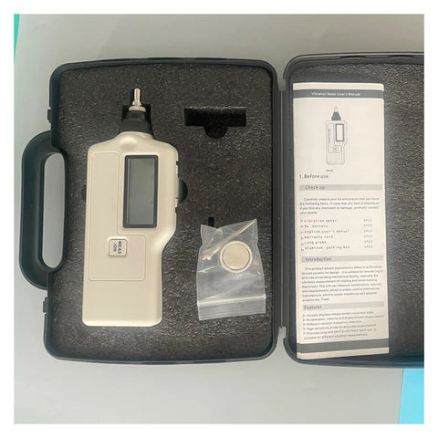 Portable Digital Handheld Vibroscope With LCD Display, Pro Grade Acceleration And Velocity Readouts, Range 0.1-199.9 m/s2 And 0.1-199.9 mm/s RMS, 10 Hz-15 kHz Coverage, Field Ready Vibration Tester For Technicians in case with manual