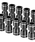 Black Straight One Quarter Inch Push To Connect Tube Fittings Push Lock Plastic 10 Pack For PU PA PE PVC Tubing With 145 PSI Max