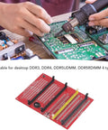 Close-up of No Sweat 4 In 1 Pro Ram Diagnostic Tester Card For DDR3 DDR4 DDR5 UDIMM RDIMM Motherboard Slot Analyzer Kit.