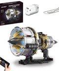 Jet Engine Kit With Motor And LED Light Turbofan Engine Building Set 564 Pieces Visible Mechanical Aircraft Model Kit shown.