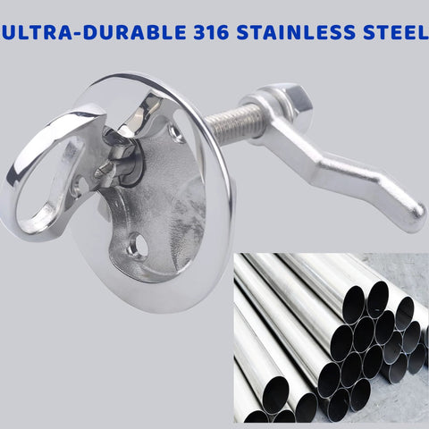 Front view of MX Boat Cam Latch, stainless steel marine hatch latch with flush pull handle, with fasteners, 2-pack