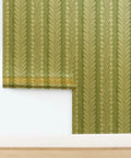 Elegant Gold Metallic Wallpaper Kickass Paste The Wall Install EcoFriendly PvcFree Wallcovering Made In Usa green patterned design on wall