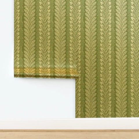 Elegant Gold Metallic Wallpaper Kickass Paste The Wall Install EcoFriendly PvcFree Wallcovering Made In Usa green patterned design on wall