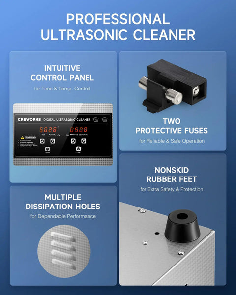 Pro Grade Ultrasonic Cleaner With Heater And Timer, 6L 1.6 Gallon Digital Sonic Cleaning Machine, 180W Stainless Steel design features