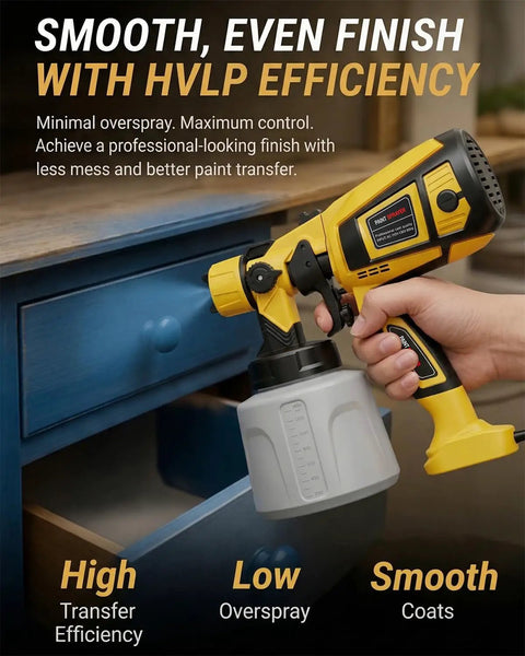Heavy Duty Electric Paint Sprayer Built For Swift Home Exterior Touch Ups And Deck Refinishing With Generous Tank And Crisp Even Spray Coverage held, showing design and functionality.
