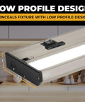Under Cabinet Lighting Kit 24 Inch Satin Finish With 3 CCT Dimmable Options in low profile design over kitchen workspace.