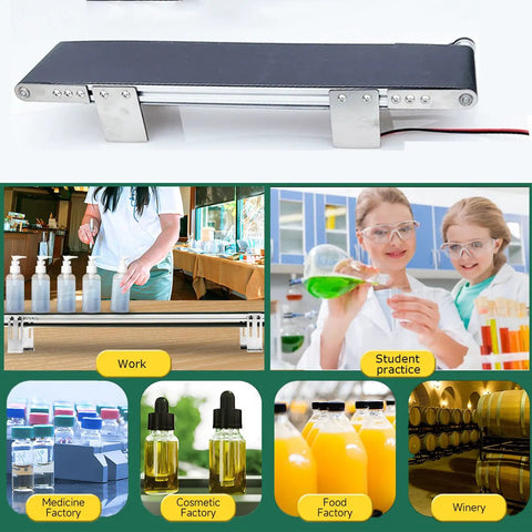 Stainless Steel Electric Conveyor Belt With Adjustable Speed Flat Drive PVC Desktop Belt For Packaging, Factory Production Line, And Home Use
