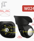 Luggage wheel set - two Amazon BQLZR black plastic spinner casters for suitcases with 3-hole mounts, 360° rotation