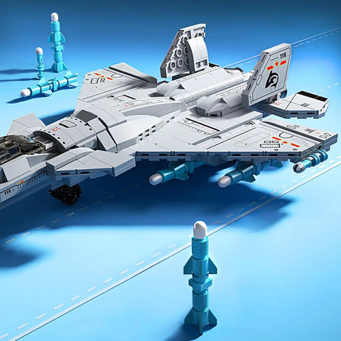 Realistic Fighter Jet Build Kit With 577 Pieces For Hands On Play Foldable Wings Dual Engines Clear Cockpit STEM Construction Blocks