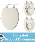 Diagrams of NextStep2 Toilet Seat With Built In Toddler Potty Training Seat Slow Close Easy Clean Elongated Biscuit color dimensions.