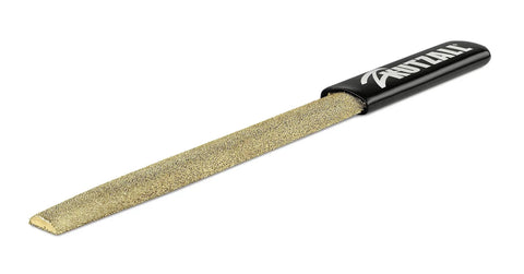 Pro Grade Heavy Duty Eight Inch Half Round Hand Rasp With Slick Ergonomic Soft Grip Handle and Tough Tungsten Carbide Coating close-up