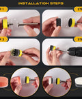 Installation steps for All In One 180 Piece Sanding Discs Set With Grits 60 Through 10000 Wet Dry Sandpaper, shank and drill setup