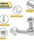 Assorted 1/4-20 stainless steel flange head bolts with washers and flange nuts (248-pack kit)