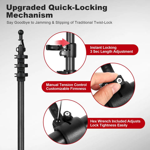 Ultralight Carbon Fiber Telescoping Tarp Poles For Hiking Adjustable Rugged Featherweight 2 Pack Backpacking Gear close-up locking mechanism