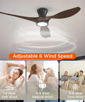 Pretty Sweet 52 Inch Ceiling Fan With Bright Led Lights And Wireless Remote Control showcasing adjustable wind speeds and light.