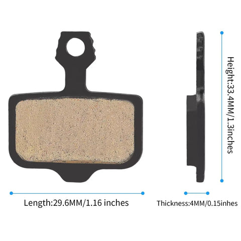 25 Pairs Copper Semi-Metallic Mountain Bike Disc Brake Pads For Hydraulic Brakes, Quiet, Wear-Resistant Pads With Installation Tools, Replacement Pads For MTB And Ebike Disc Brakes showing dimensions
