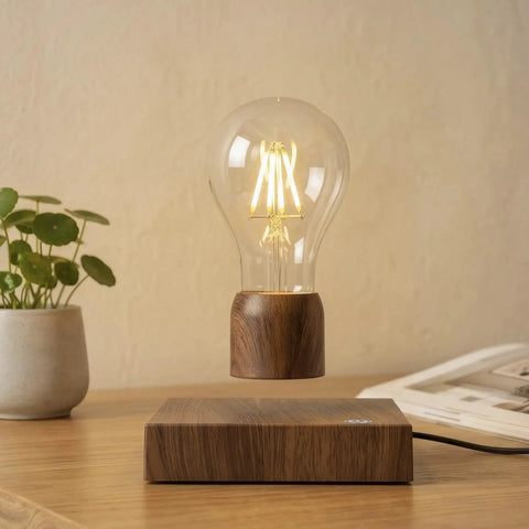 Magnetic Levitating LED Light Bulb Desk Lamp With Wireless Power Floating Glow That Spins In Air Lit Home Office Decor Unique Gift Idea