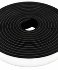 Heavy Duty Black Single Sided Foam Weather Stripping Tape 2 Inch By Quarter Inch Thick Roll Runs 16 5 Feet Long in a roll.