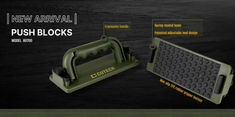 Pro Grade Push Blocks For Woodworking With Spring Loaded Heels Patented Adjustable Heel Design Non Slip TPE Rubber Gripper Bottom