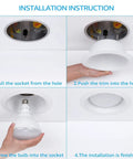 Installation steps for Six Inch Classic White Recessed Light Trim With Detachable Ring, Full Metal Step Baffle