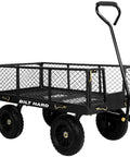 All Terrain Steel Garden Cart With 10 Inch Wheels And 180 Degree Rotating Handle Removable Sides Heavy Duty Utility Wagon