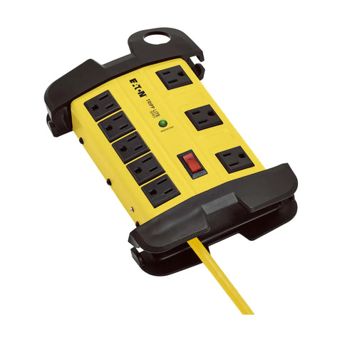 Heavy Duty Power Strip With Surge Protection 8 Outlets 3900 Joules Yellow Metal Housing 25 Foot Cord Industrial Style