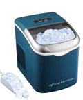 Retro Compact Ice Maker With Bullet Ice, Produces Up To 26 Lbs Per Day, Fast 6 Minute Cube Batches, Stores 2.2 Lbs Per Batch, Perfect Home Bar Countertop Blue Finish.