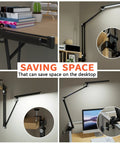 Led Desk Lamp With Swing Arm And Clamp Dimmable Ten Color Modes From 2700K To 7000K Ten Brightness Levels Eye Friendly Clip